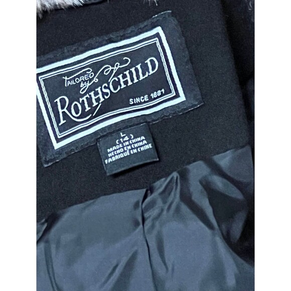 Rothschild Removable Faux Fur Leopard Collar and Ruffle Bottom Coat Black L (14) - Picture 6 of 6